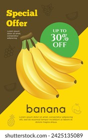 Flyer Sonderangebot für Bananenfruchtprodukte. Flyer zur Obstförderung