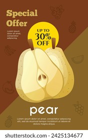 Flyer Sonderangebot für Birnenfrucht Produkt. Flyer zur Obstförderung