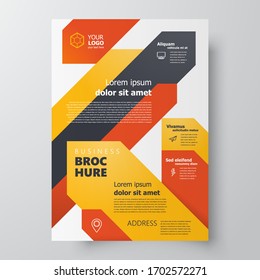 Flyer stripes theme brochure design templat cover orange color