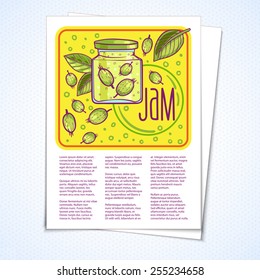 Flyer with summer berries and jam for your design