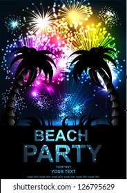 A flyer for a summer party. Salute- vector isolated on black background