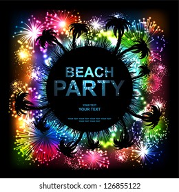 A flyer for a summer party. Salute- vector isolated on black background
