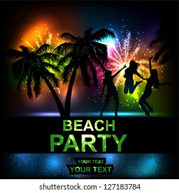 A flyer for a summer party. Salute- vector isolated on black background