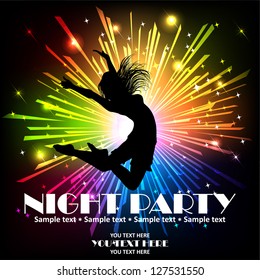 A flyer for a summer party. Salute- vector isolated on black background