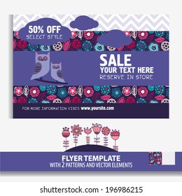 Flyer template with 2 patterns