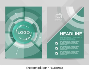 Flyer template A4 size. Brochure, corporate banner or cover design with circular pattern. Vector illustration.
