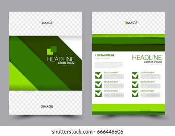 Flyer template a4 size. Business brochure design. Annual report cover. Vector illustration. Green color.