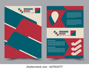 Flyer template a4 size. Business brochure design. Annual report cover. Vector illustration. Blue and red color.