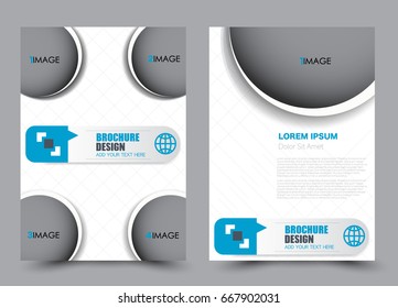 Flyer template a4 size. Business brochure design. Annual report cover. Vector illustration. Blue color.