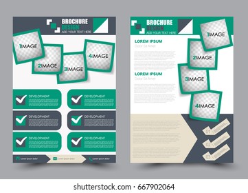 Flyer template a4 size. Business brochure design. Annual report cover. Vector illustration. Green color.