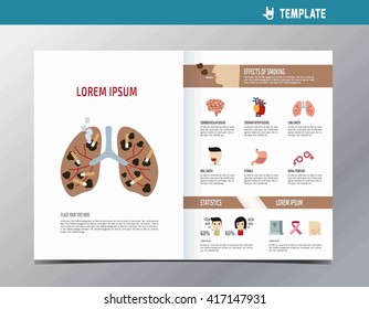 flyer template A4 size design.
infographic elements wellness.
stop smocking concept.
flat cute cartoon  illustration.