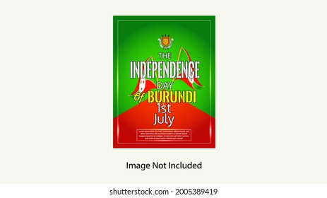 Plantilla de volante sobre el día de la independencia de Burundi, con un fondo colorido y formas impresionantes. Puede utilizarse como concepto de diseño para folletos, carteles y folletos.