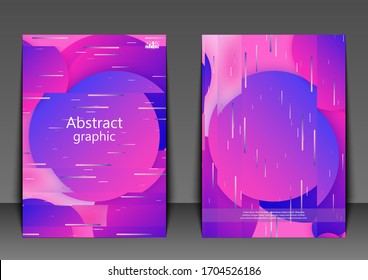 Plantilla de volante con fondo abstracto. Coloridos círculos de destellos, marco con efecto neón de destello sobre el fondo degradado. Ilustración del vector Eps10