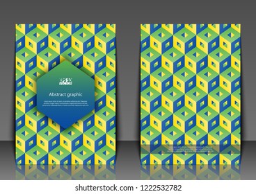Flyer template with abstract background. Graphic illustration with cubes. Eps10 vector illustration.