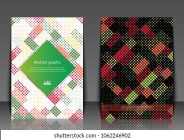 Flyer template with abstract background. Abstract square pixel mosaic background. Eps10 Vector illustration