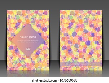 Flyer template with abstract background. Abstract square pixel mosaic background. Eps10 Vector illustration