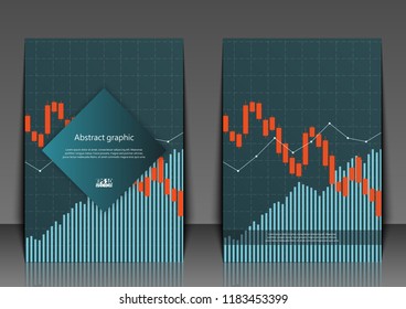 Flyer template with abstract background. Abstract background with stock graph. Eps10 Vector illustration.