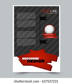 Flyer template. Abstract brochure background. Business corporate style concept. Vector illustration. Black and red color