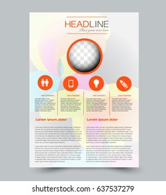 Flyer template. Abstract brochure background. Business corporate style concept. Vector illustration. Orange color