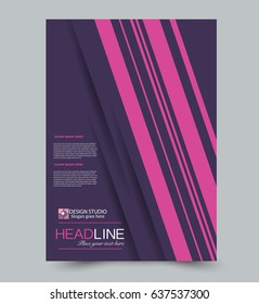 Flyer template. Abstract brochure background. Business corporate style concept. Vector illustration. Purple and pink color