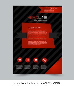 Flyer template. Abstract brochure background. Business corporate style concept. Vector illustration. Black and red color