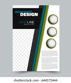 Flyer template. Abstract brochure background. Business corporate style concept. Vector illustration. Blue and green color.