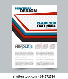 Flyer template. Abstract brochure background. Business corporate style concept. Vector illustration. Blue and red color.