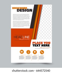 Flyer template. Abstract brochure background. Business corporate style concept. Vector illustration. Orange and red color.