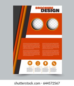 Flyer template. Abstract brochure background. Business corporate style concept. Vector illustration. Orange and red color.