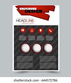 Flyer template. Abstract brochure background. Business corporate style concept. Vector illustration. Black and red color.