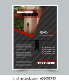 Flyer template. Abstract brochure background. Business corporate style concept. Red and black color. Vector illustration.