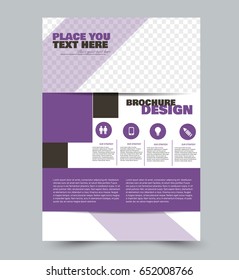 Flyer template. Abstract brochure background. Business corporate style concept. Purple color. Vector illustration.