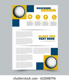 Flyer template. Abstract brochure background. Business corporate style concept. Blue and yellow color. Vector illustration.