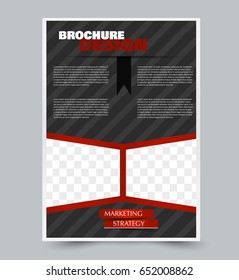 Flyer template. Abstract brochure background. Business corporate style concept. Red and black color. Vector illustration.