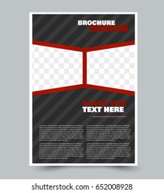 Flyer template. Abstract brochure background. Business corporate style concept. Red and black color. Vector illustration.