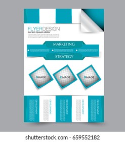 Flyer template. Abstract brochure background. Business corporate style concept. Vector illustration.  Blue color.