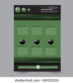 Flyer template. Abstract brochure background. Business corporate style concept. Vector illustration.  Green and black color.