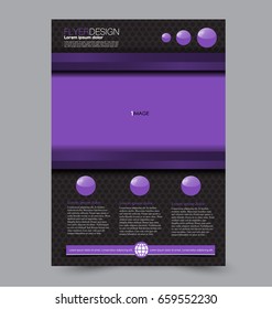 Flyer template. Abstract brochure background. Business corporate style concept. Vector illustration.  Purple and black color.