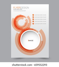 Flyer template. Abstract brochure background. Business corporate style concept. Vector illustration.  Orange color.