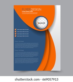 Flyer template. Abstract brochure background. Business corporate style concept. Vector illustration.  Blue and orange color