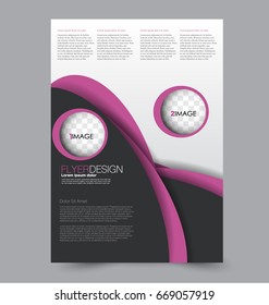 Flyer template. Abstract brochure background. Business corporate style concept. Vector illustration.  Black and pink color
