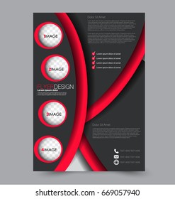 Flyer template. Abstract brochure background. Business corporate style concept. Vector illustration.  Black and red color