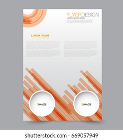 Flyer template. Abstract brochure background. Business corporate style concept. Vector illustration.  Orange color