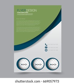 Flyer template. Abstract brochure background. Business corporate style concept. Vector illustration.  Green and blue color