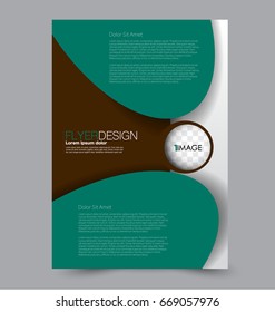 Flyer template. Abstract brochure background. Business corporate style concept. Vector illustration.  Brown and green color