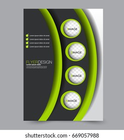 Flyer template. Abstract brochure background. Business corporate style concept. Vector illustration.  Black and green color
