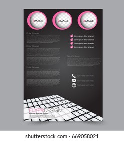 Flyer template. Abstract brochure background. Business corporate style concept. Vector illustration.  Black and pink color