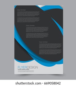 Flyer template. Abstract brochure background. Business corporate style concept. Vector illustration.  Black and blue color