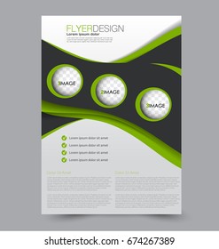 Flyer template. Abstract brochure background. Business corporate style concept. Vector illustration.  Green and black color