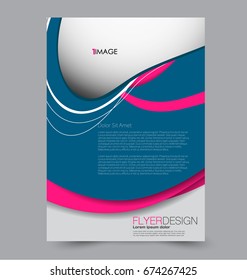 Flyer template. Abstract brochure background. Business corporate style concept. Vector illustration.  Blue and pink color